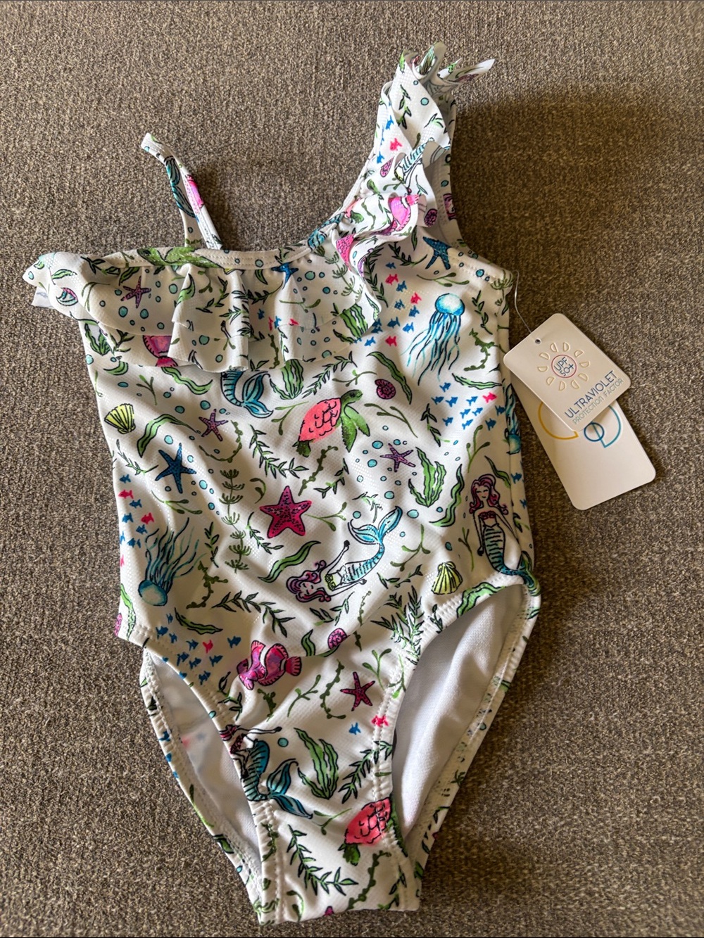 Flapdoodles Swimsuit with Shimmery Mermaid & Sea Life Print Sz 3T NEW